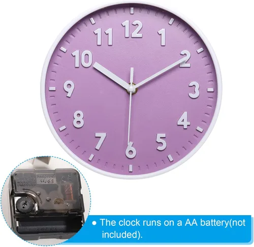 Miniatura 4 de PATIKIL Reloj de pared de 8 pulgadas, con número 3D, de cuarzo, funciona con pilas, silencioso, sin tictac, redondo, para decoración de oficina