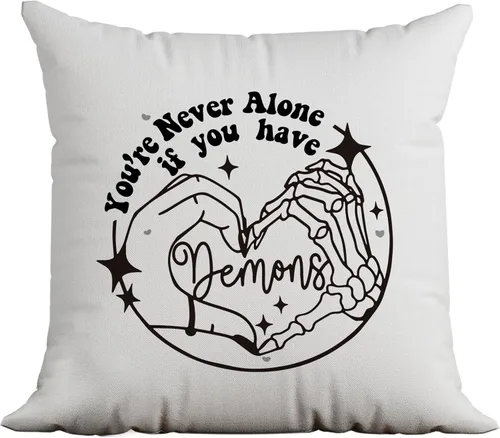 Fundas de almohada góticas de 18 x 18 pulgadas, funda de almohada de mano de esqueleto, decoración de corazón de mano de esqueleto para el