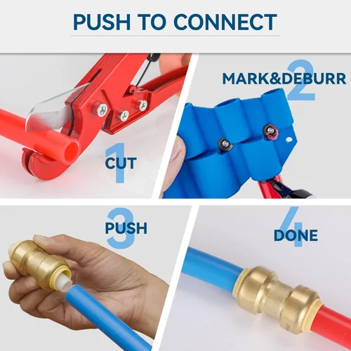 Miniatura 6 de Paquete de 12 acoplamientos rectos Pushfit de 1/2 pulgada, acoplamiento a presión de latón PEX con clip de desconexión, accesorios de plomería a