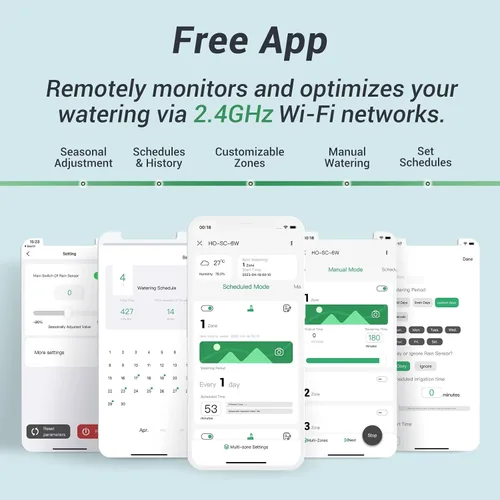 Miniatura 4 de Controlador de aspersor inteligente de 6 zonas, controlador de riego WiFi para interiores, APP gratuita, compatible con sensor de lluvia, ajuste