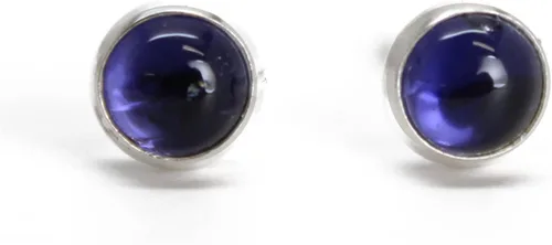 Miniatura 36 de Aretes de tuerca con piedras preciosas para mujeres y niñas, bisel redondo de 0.157 in de plata esterlina 925