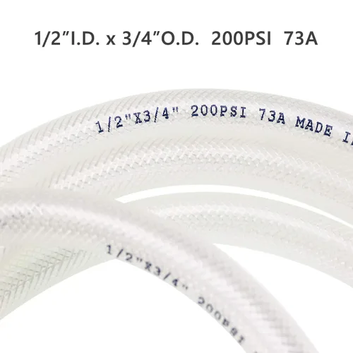 Miniatura 5 de Tubo de vinilo de PVC, transparente, flexible y trenzado, de alta presión, manguera reforzada BPA y no tóxica, 10 pies, 1/2 pulgada de diámetro