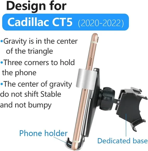 Miniatura 6 de LUNQIN - Soporte de teléfono de coche para Cadillac CT5 2020 2021 2022 2023 2024 2025 2026 y CT5-V 2020-2026 Accesorios interiores para teléfonos