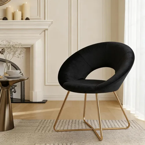 Duhome. - Sillas con diseño moderno de mediados de siglo, para el comedor y la sala de estar, con patas de metal negras industriales, 1 unidad.