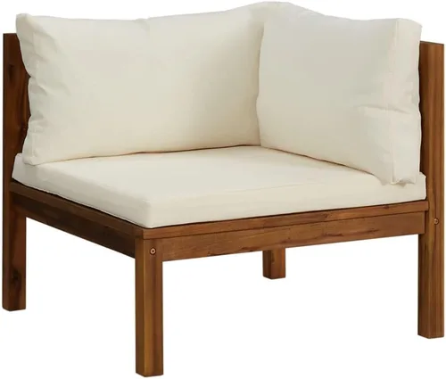 Miniatura 3 de 6 Piece Outdoor Patio Furniture Set, Modular Acacia Wood Garden Lounge Set with Weather Resistant Cushions, Cream Brown Modern Seating for Balcony