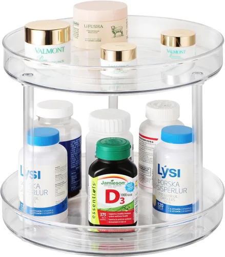Miniatura 2 de Amolliar Lazy Susan de 2 niveles de 11 pulgadas, organizador giratorio para gabinete, cocina, nevera, encimera, baño, organizador de despensa