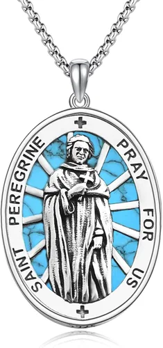 Miniatura 69 de Collar de plata de ley 925 con medalla de San Patrón, colgante de protección católica, amuleto, joyería religiosa para hombres y mujeres