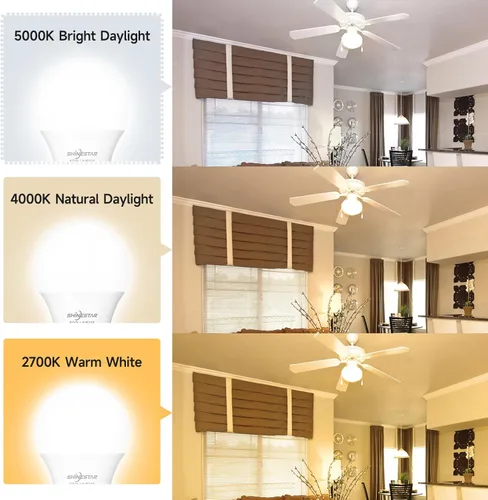 Miniatura 3 de SHINESTAR Bombilla LED de base E26 de 5000 K, 800 lúmenes, equivalente a 60 W, bombilla LED blanca A19 de 9 W, 80+CRI, bombillas de luz diurna