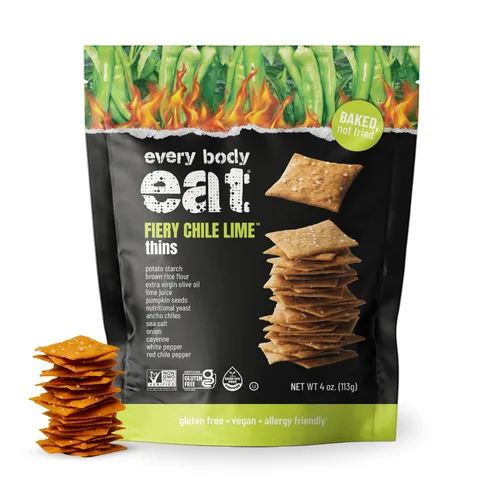 Every Body Eat Snack Delgados, Fiery Chile sabor a lima, vegano, sin gluten y sin lácteos (paquete de 6)