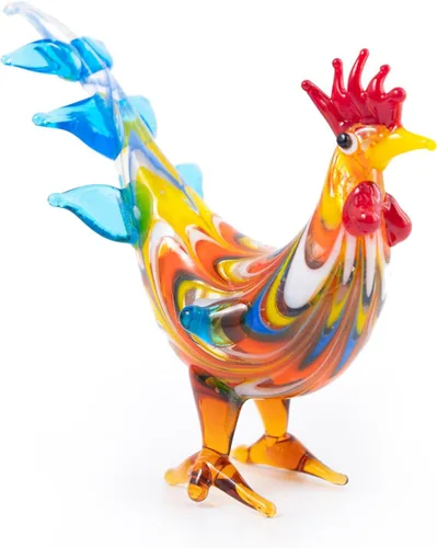 Miniatura 11 de Mini figuras de gallo de pollo de vidrio soplado, hechas a mano, pequeño compañero lindo coleccionable para adorno de escritorio (rojo)
