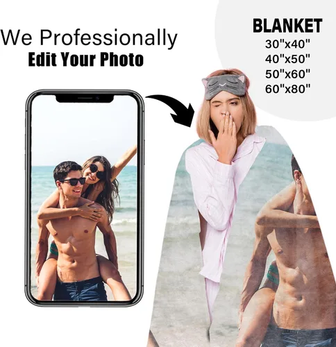 Miniatura 2 de Manta personalizada con corazones con fotos para mamá papá, manta personalizada para la cama, manta de forro polar, regalo para la familia, regalo