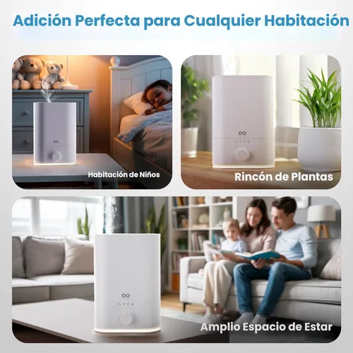 Miniatura 7 de Everlasting Comfort Humidificador de 6L para Habitación Grande, Salida de Niebla Alta 50+ HR de Funcionamiento Humidificadores Ultrasónicos