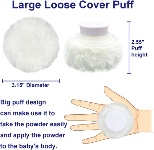 Miniatura 4 de Contenedor de polvo corporal de almacenamiento, estuche grande de 3.5 pulgadas para después del baño, caja de polvo de vellosidades para el cuidado