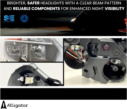 Miniatura 7 de ALLIGATOR AUTO LIGHTS Conjunto de faros delanteros con bombillas de repuesto para Ram 2014-2022 ProMaster Faro halógeno sin DRL izquierda/lado