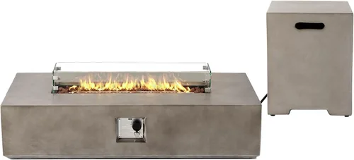 Miniatura 18 de SUNBURY Mesa de fuego de propano para exteriores de 35 pulgadas, mesa de fuego gris para patio de 50,000 BTU, mesa de fuego cuadrada de gas