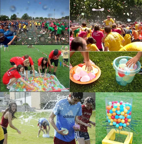 Miniatura 4 de Paquete de 500 globos de agua de colores con fácil amarre en el cuello, largo para juegos y peleas por Hibery, Pack of 500