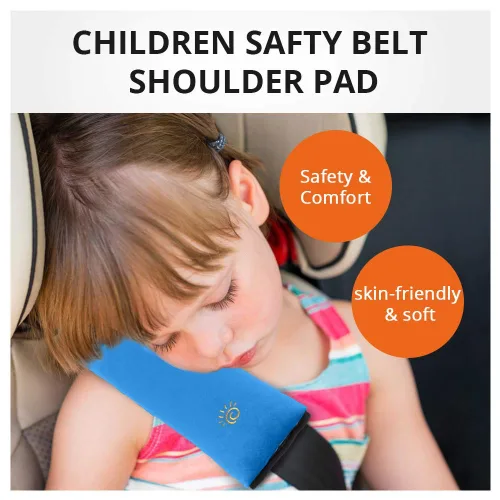 Miniatura 6 de 2 almohadas azules para cinturón de seguridad para niños, almohada para cinturón de seguridad de bebé, protector de almohada de asiento de automóvil