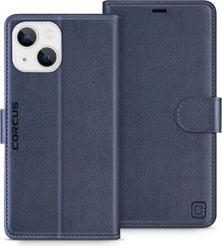 Miniatura 17 de Funda tipo cartera para iPhone 13 Pro Max de 6.7 pulgadas, con bloqueo RFID, tarjeteros, función atril, cierre magnético, de piel sintética, Coñac