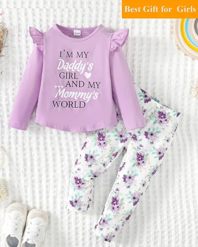Miniatura 7 de SUNNY PIGGY Baby Girl Clothes Toddler Girl Outfits Ruffle Infant Baby Girl Fall Winter Clothing Flared Pants Set