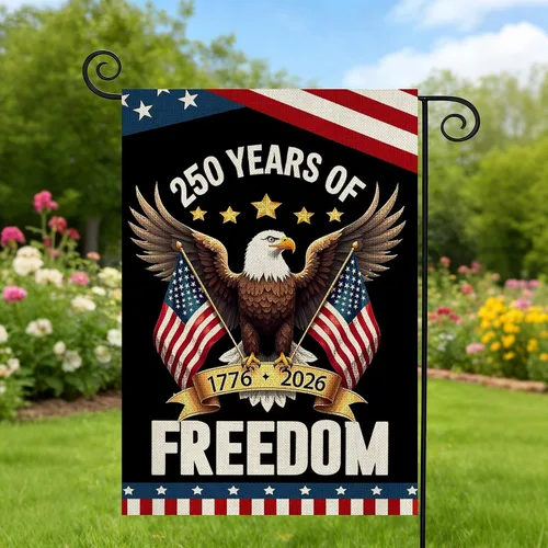 Miniatura 6 de Banderas de jardín con el 250 aniversario de Estados Unidos para exteriores, bandera de Estados Unidos con diseño de águila, decoración patriótica