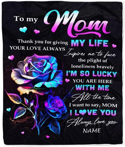 Miniatura 7 de Manta de vellón personalizada con texto en inglés «To My Mom», diseño de girasol de hija e hijo, carta de amor con texto en inglés «You are the