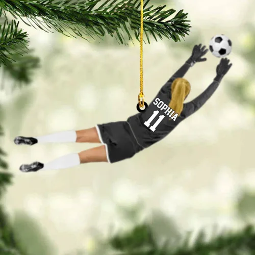 Miniatura 10 de Adorno de fútbol personalizado, adorno de Navidad de jugador de fútbol personalizado con nombre y número, regalo deportivo único para hombres