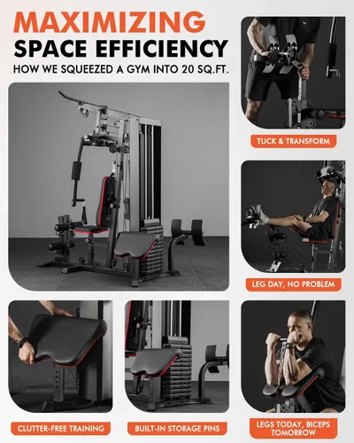 Miniatura 4 de Mikolo Home Gym, Workout Station with 150LBS Weight Stack, Multifunctional Home Gym Equipment, Exercise Equipment for Full Body Strength Training