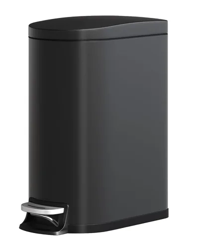 Miniatura 10 de Garvee Cubo de basura de metal de 1.6 galones / 6 litros con tapa, bote de basura delgado e impermeable para dormitorio, cubo de basura pequeño