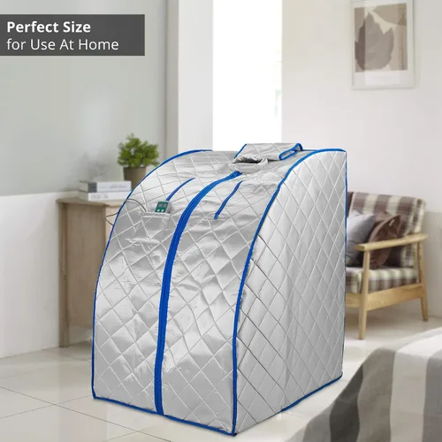 Miniatura 2 de Durasage sauna infrarrojo personal de interiores, con almohadilla para pies y silla, extragrande, color plateado
