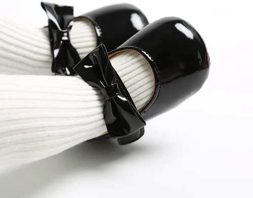 Miniatura 3 de myppgg Zapatos planos Mary Jane para bebé niña, con lazo brillante, vestido de princesa, zapatos de cuna antideslizantes para niños pequeños que