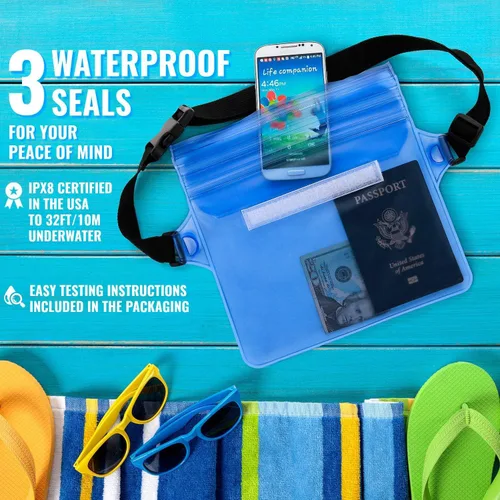 Miniatura 5 de GLBSUNION Bolsa seca impermeable con correa para la cintura, paquete de 2 fundas a prueba de nieve, a prueba de suciedad y arena, la mejor manera