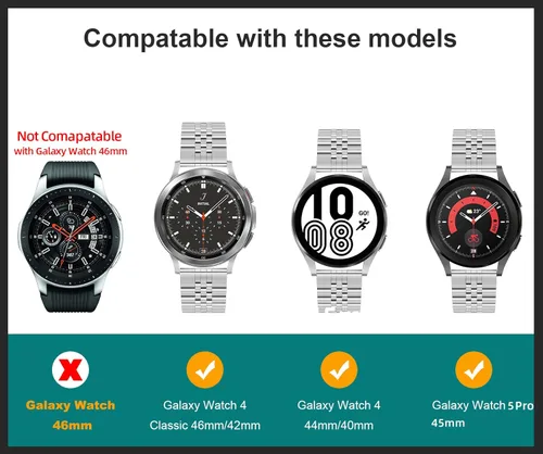 Miniatura 4 de Wolait Compatible con Galaxy Watch 6 Classic Band 1.850 in 1.693 in, correa de repuesto de metal de acero inoxidable para Samsung Galaxy Watch Negro