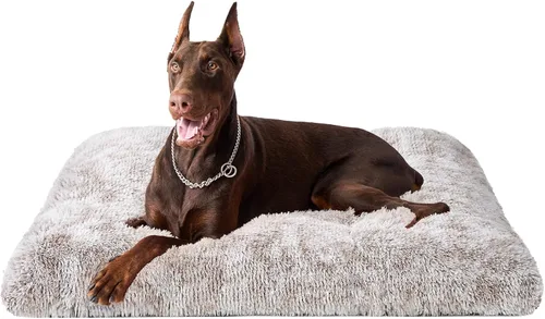 Miniatura 38 de EHEYCIGA Cama Esponjosa para Jaula de Perros Grandes, Almohadilla de Jaula de Piel Sintética Afelpada, Cama Calmante Anti-Ansiedad para Perros Negro