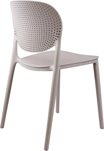 Miniatura 6 de CozyBlock - Silla de comedor apilable perforada de malla para interior y exterior, juego de 2 (Biege)