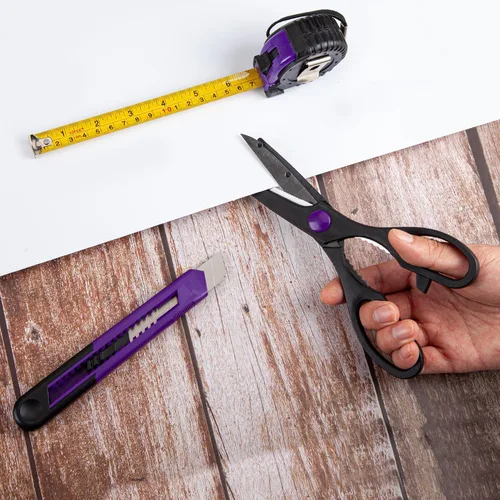 Miniatura 5 de CARTMAN Kit de herramientas para el hogar, herramientas manuales básicas para el hogar con estuche de almacenamiento, color morado Púrpura & Negro