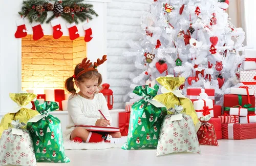 Miniatura 6 de WesGen Bolsas de regalo de Navidad, 40 bolsas de regalo de Papá Noel en 4 tamaños y 4 diseños, con lazos y etiquetas