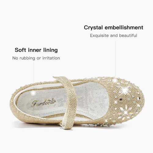 Miniatura 5 de Furdeour Zapatos de vestir para niñas, zapatos de ballet de princesa con purpurina para boda, fiesta, boda, fiesta, dama de honor, zapatos planos