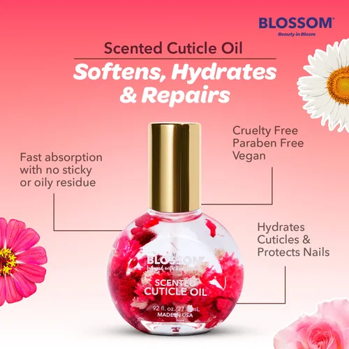 Miniatura 6 de Blossom Hidratante, hidratante, fortalecedor, aceite perfumado para cutículas, infundido con flores reales, fabricado en Estados Unidos, 1.84 fl oz