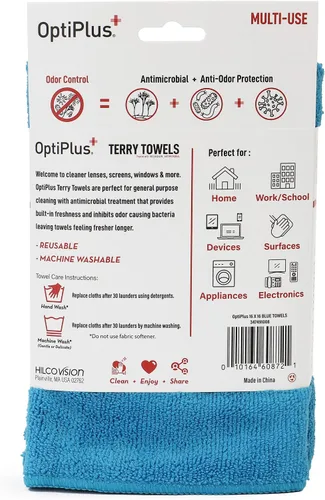 Miniatura 3 de OptiPlus 16" x 16" Toallas de Terry de Microfibra Tratadas con Silvadur 930 Antimicrobial - Azul