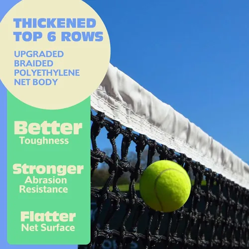 Miniatura 3 de Tennis Net Professional Tennis Court Net 42FT Replacement Nets Heavy Duty Sport Nets with 2 Fiberglass Dowels, Compatible with Outdoor Indoor