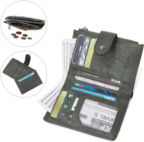 Miniatura 3 de CLUCI Cartera pequeña para mujer, de cuero, plegable, multitarjeta, organizador de diseñador, moneda con cremallera y ventana de identificación