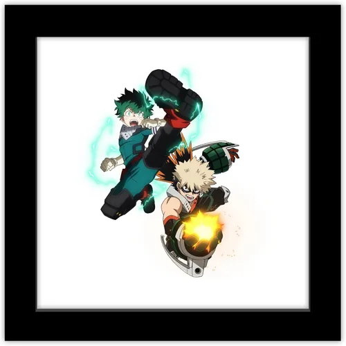 Trends International Gallery Pops My Hero Academia - Póster de pared Izuku Midoriya y Katsuki Bakugo, 12.00 x 12.00 pulgadas, versión de marco negro