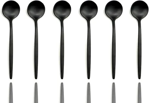 Miniatura 9 de JASHII Juego de 20 cubiertos de acero inoxidable 304 negro mate para el hogar, juego de vajilla de cocina con cuchillo/tenedor/cuchara servicio