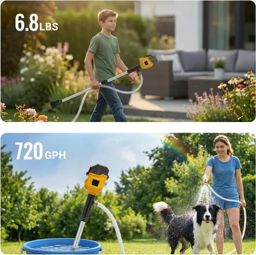 Miniatura 3 de Bomba de transferencia de agua sin escobillas compatible con batería Dewalt 20V (solo herramienta), 720GPH Bomba de agua inalámbrica sumergible