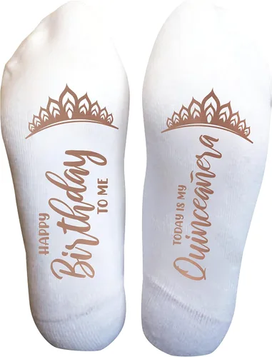 Miniatura 13 de Calcetines Divertidos Mis Quince para Niñas Adolescentes, Regalo de Quinceañera del 15º Cumpleaños, Recuerdo de Fiesta Personalizado