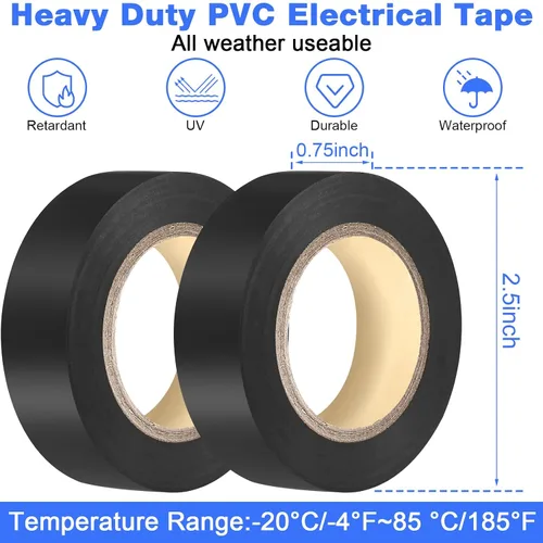 Miniatura 2 de Qilery Paquete de 60 cintas eléctricas impermeables de 3/4 pulgadas x 65 pies para cualquier clima bajo 600 V, envoltura de alambre aislante