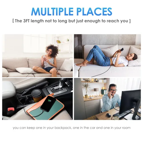 Miniatura 9 de Cable de carga para iPhone [certificado MFi de Apple], paquete de 3 cables USB-A a Lightning de 3 pies, cable de carga rápida trenzado de nailon