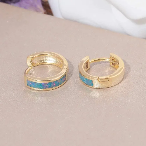 Miniatura 151 de CiNily Aretes Huggie de ópalo con bisagras, chapados en oro, hipoalergénicos, pequeños aretes de aro para mujeres, adolescentes, niñas, hombres