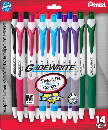 Miniatura 21 de Pentel GlideWrite - Bolígrafo con tinta TechniFlo (³/₆₄ pulgadas), trazo medio, tinta surtida, paquete de 6 (BX910BP6M)