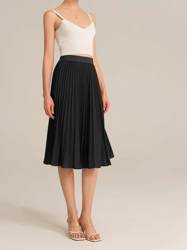 Miniatura 3 de GRACE KARIN - Falda plisada de gasa para mujer, con cintura alta y elástica, vuelo, corte acampanado y longitud por debajo de la rodilla